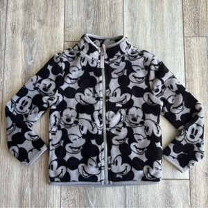 Disney Store Mickey Mouse Full Zip Youth Fleece Jacket Size 4 Kids Gray Black